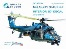 QD48036 3D Декаль интерьера кабины Ми-24В НАТО (черные панели) (для модели Звезда)